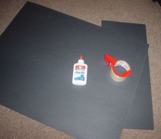  poster board paper, white glue, and packing tape