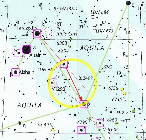 Getting from μ Aql to δ Aql